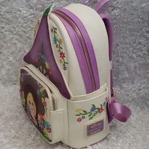NWT Loungefly Tangled (reduced slight flaw) Rapunzel 10 year anniversary edition Loungefly Disney Rapunzel Tangled Chibi Chiffon Flowers 3D  main image 2